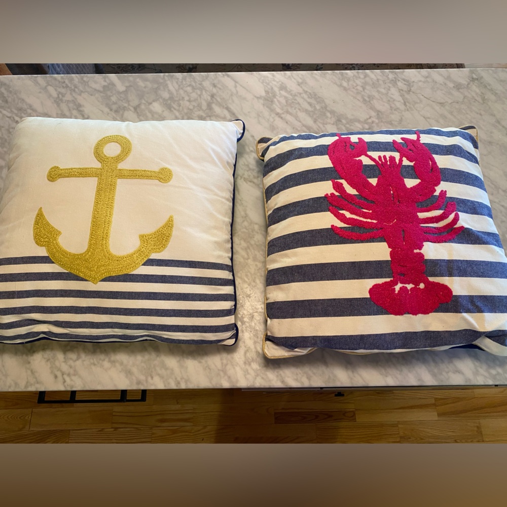 Nautical Anchor and Lobster Throw Pillows